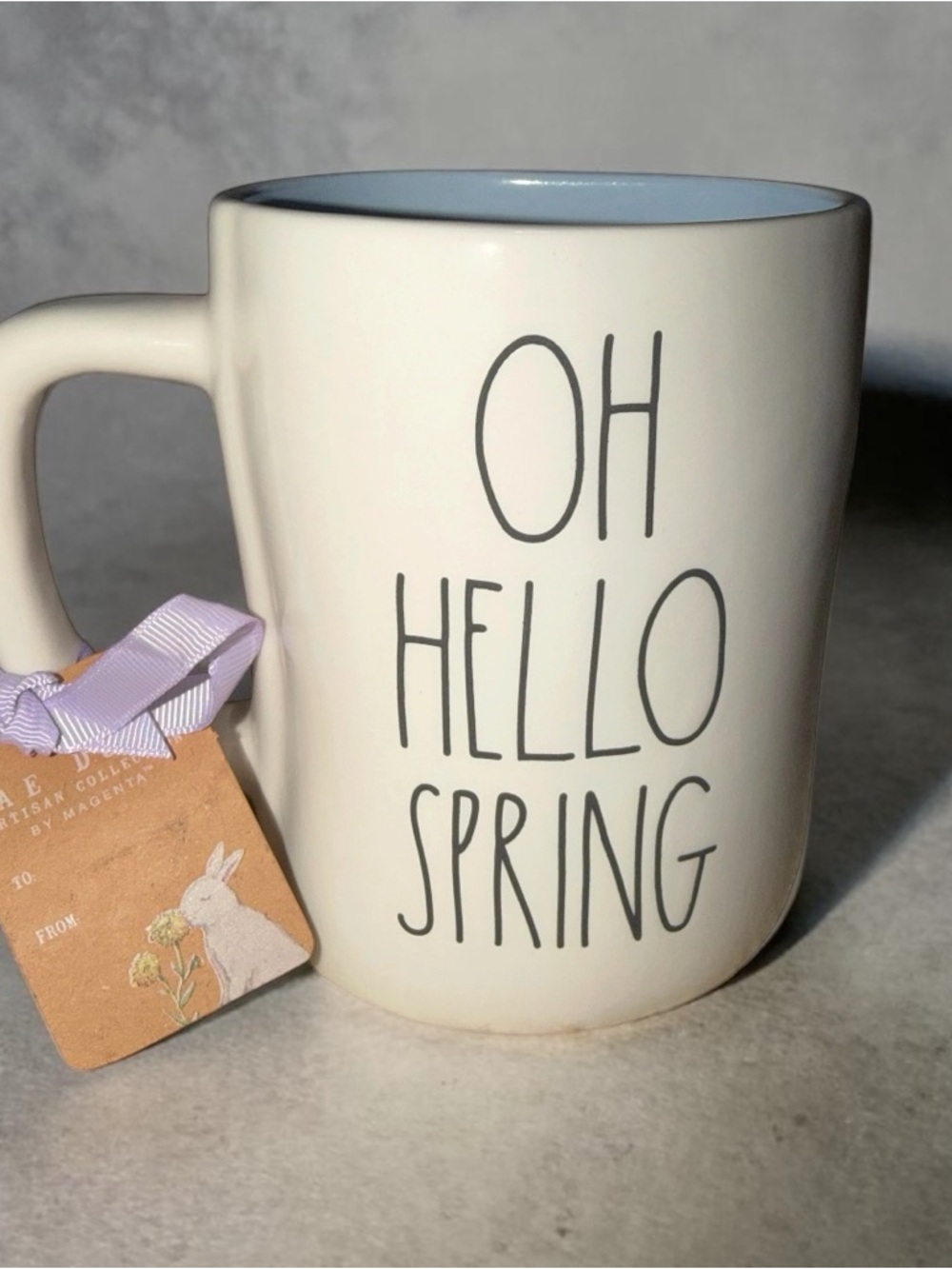 Rae Dunn Oh Hello Spring White Ceramic Mug